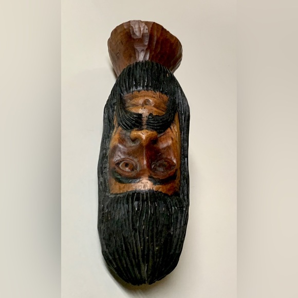 Vintage Solid Hand Carved Lignum Vitae Jamaican Bearded Rastafarian Statue Bust - Picture 14 of 15